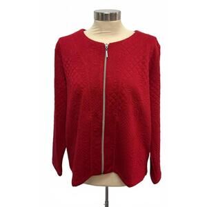 NEW SUNDAY women's full zip quilted cardigan in red